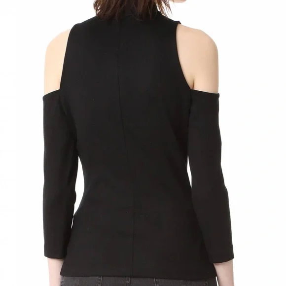 L’AGENCE Sasha Ponte Cold Shoulder Top Black Size Small NWT